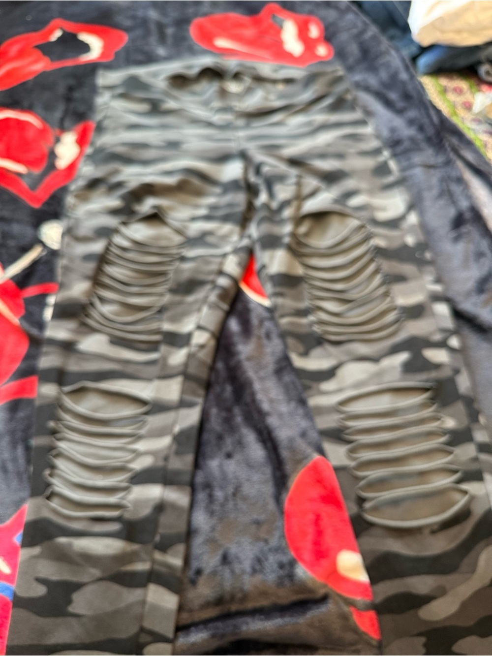 torrid Black & Gray Camo Ripped Leggings